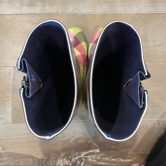 Multi Color Plaid Rain Boots - Picture 7 of 10